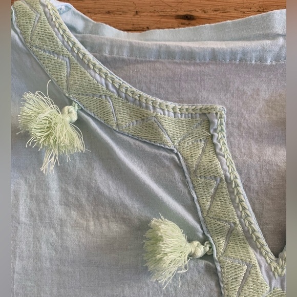 Pottery Barn Kids girl’s size 8-10 pool cover up tunic with tassels, Pom poms - Picture 3 of 7